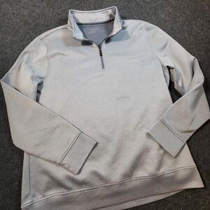 Hickey Freeman 1/4 Zip Pullover Men's Large Gray Striped Performance